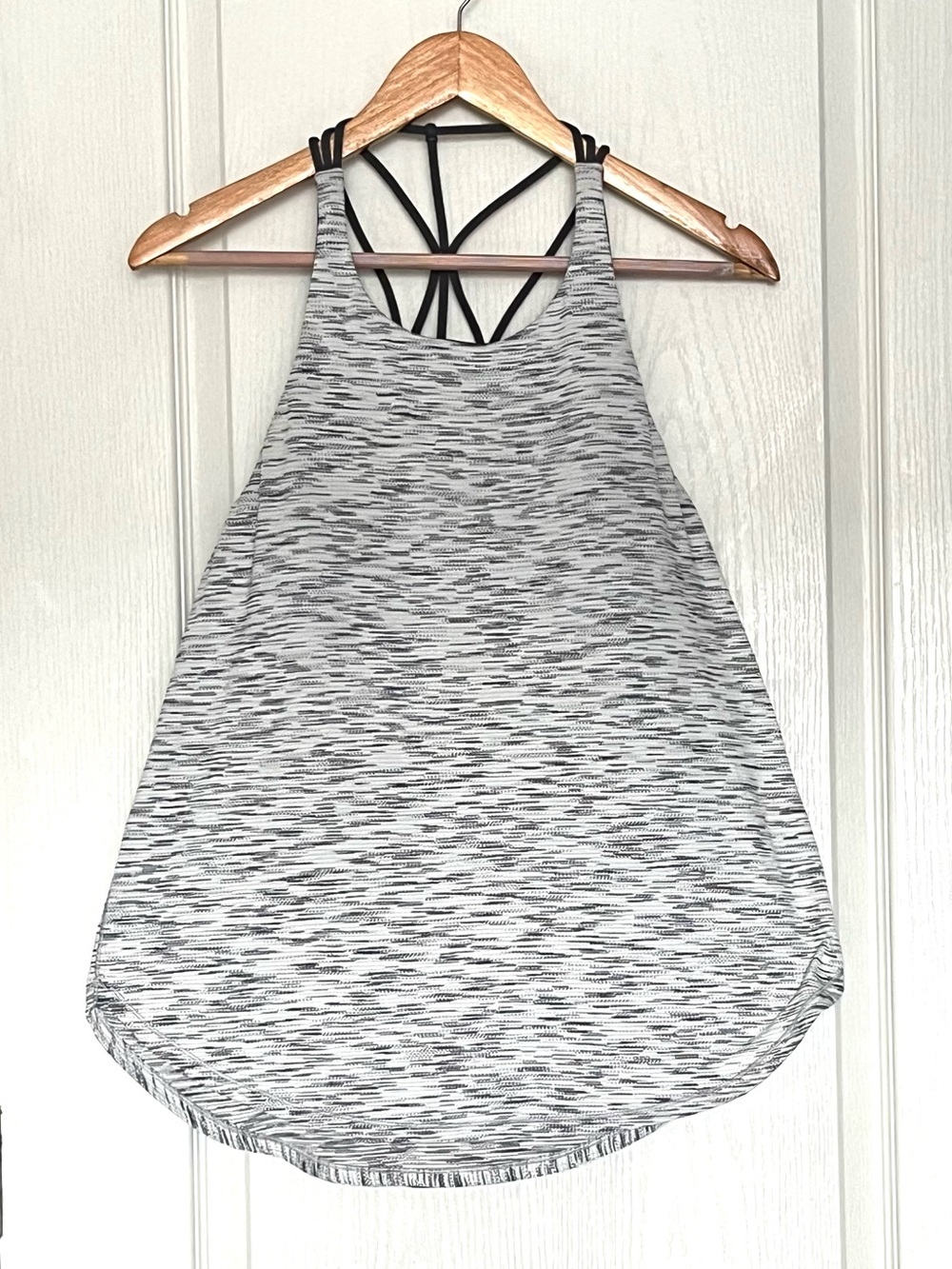 Lululemon Raise The Barre 2-in-1 Strappy Tank Tiger Space Dye Black White Sz 10